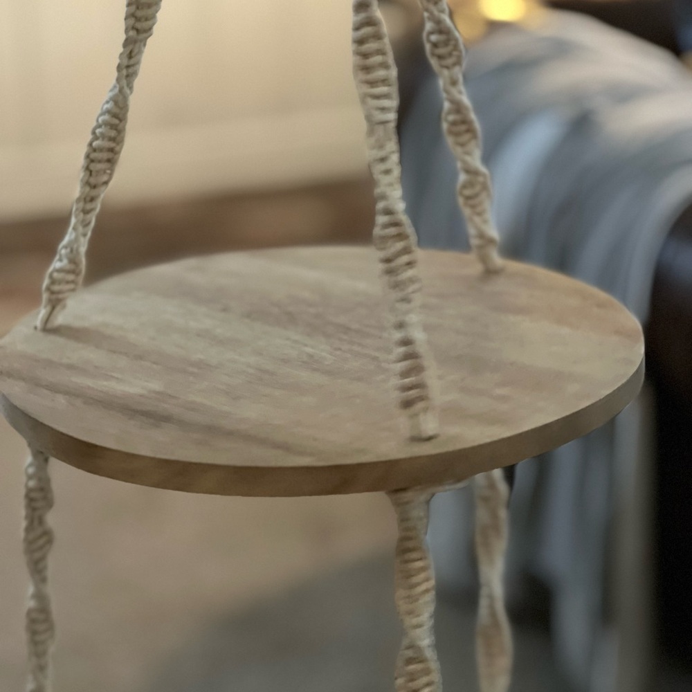 Hanging Wooden Shelf with Rope